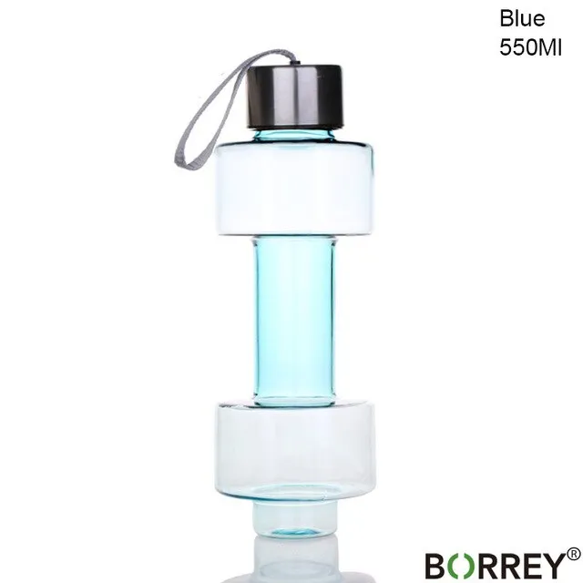 BORREY 550Ml Plastic Sport Water Bottle Gym Fitness Dumbbell Shaped Bottle Water Portable Sport Water Bottle Bpa Free Drinkware