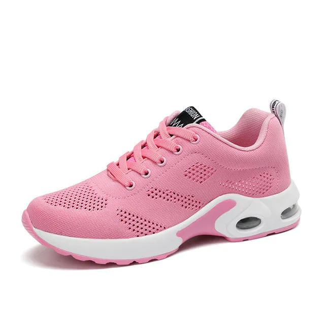 Brand Women Gym Shoes Air Cushion Sport Shoes Mesh Breathable Zapatos Tenis Mujer 2019 New Sneakers Purple Red Black Tennis Shoe