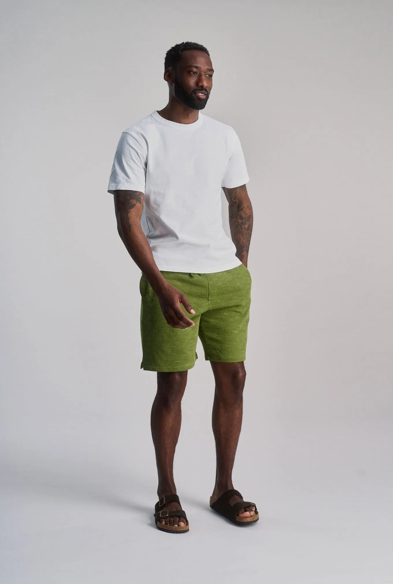 Calum Men's Organic Cotton Shorts | Green Melange