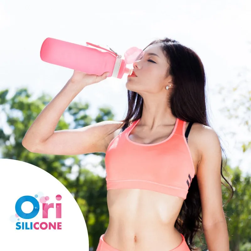 Food Level Silica Gel Solid Cup Foldable Travel Outdoors Plastic Water Bottle Action Cup 400ml Gift Water Drink My Gym Bottle