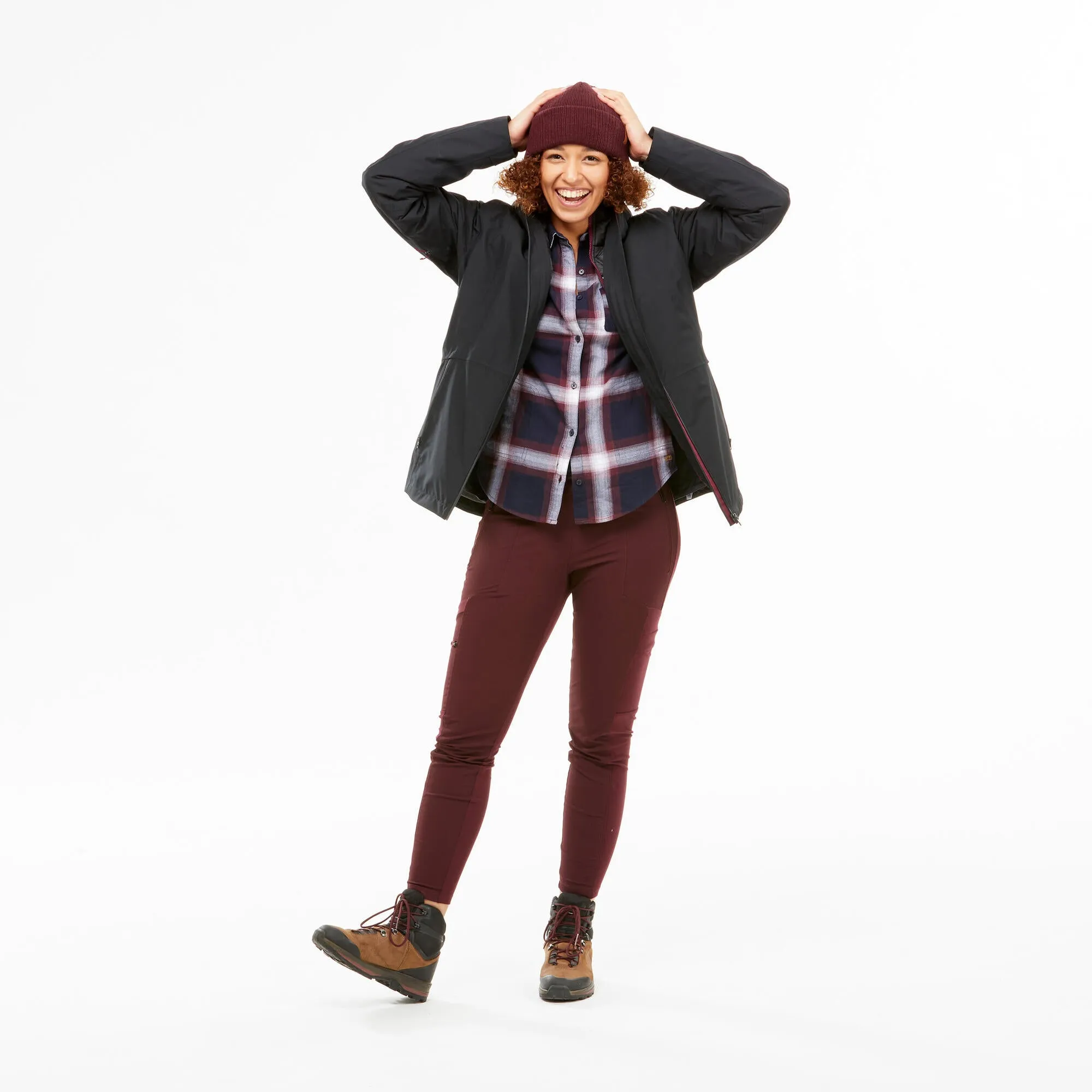Forclaz Women's Travel Backpacking Waterproof 3-in-1 Jacket Travel 500 17.6??F