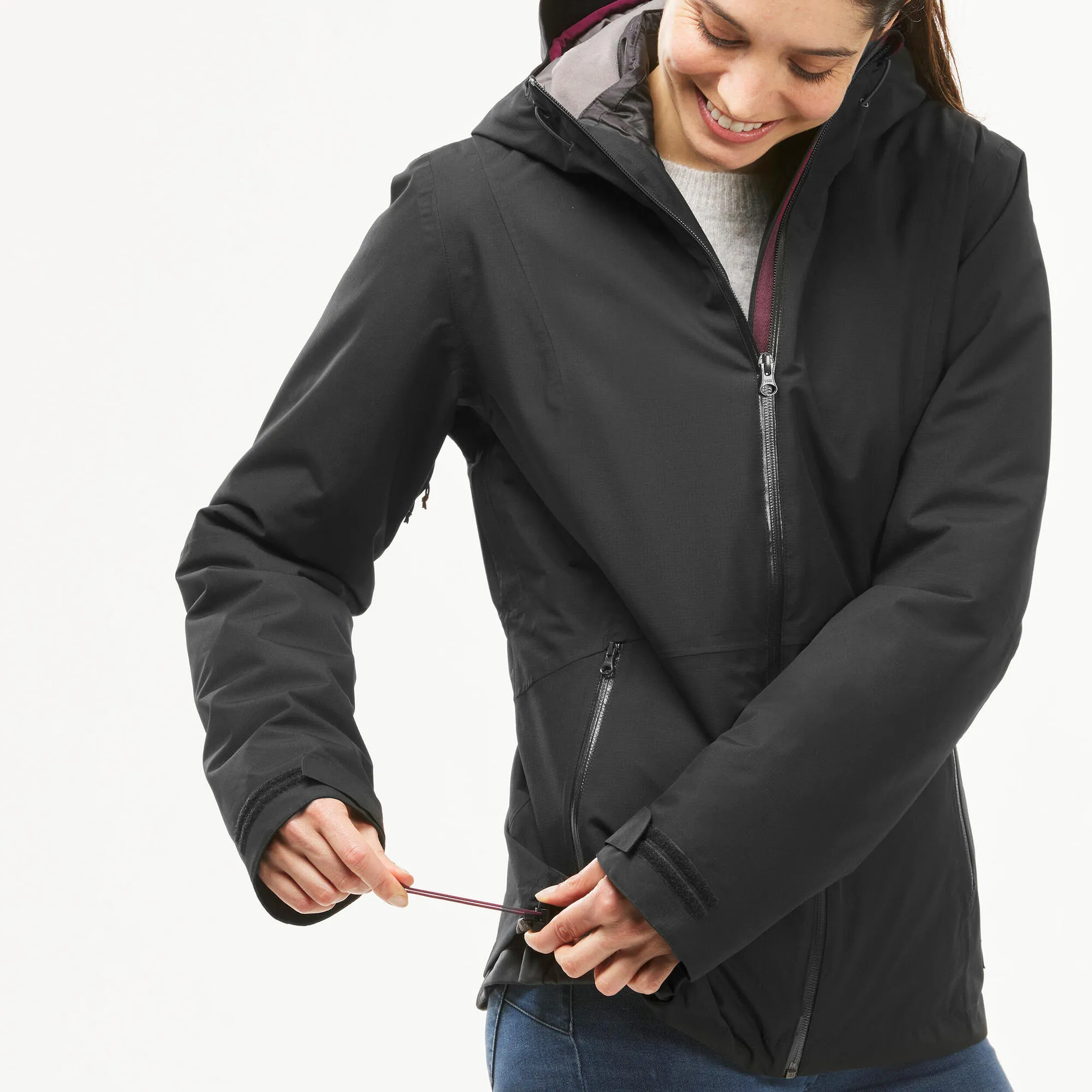 Forclaz Women's Travel Backpacking Waterproof 3-in-1 Jacket Travel 500 17.6??F