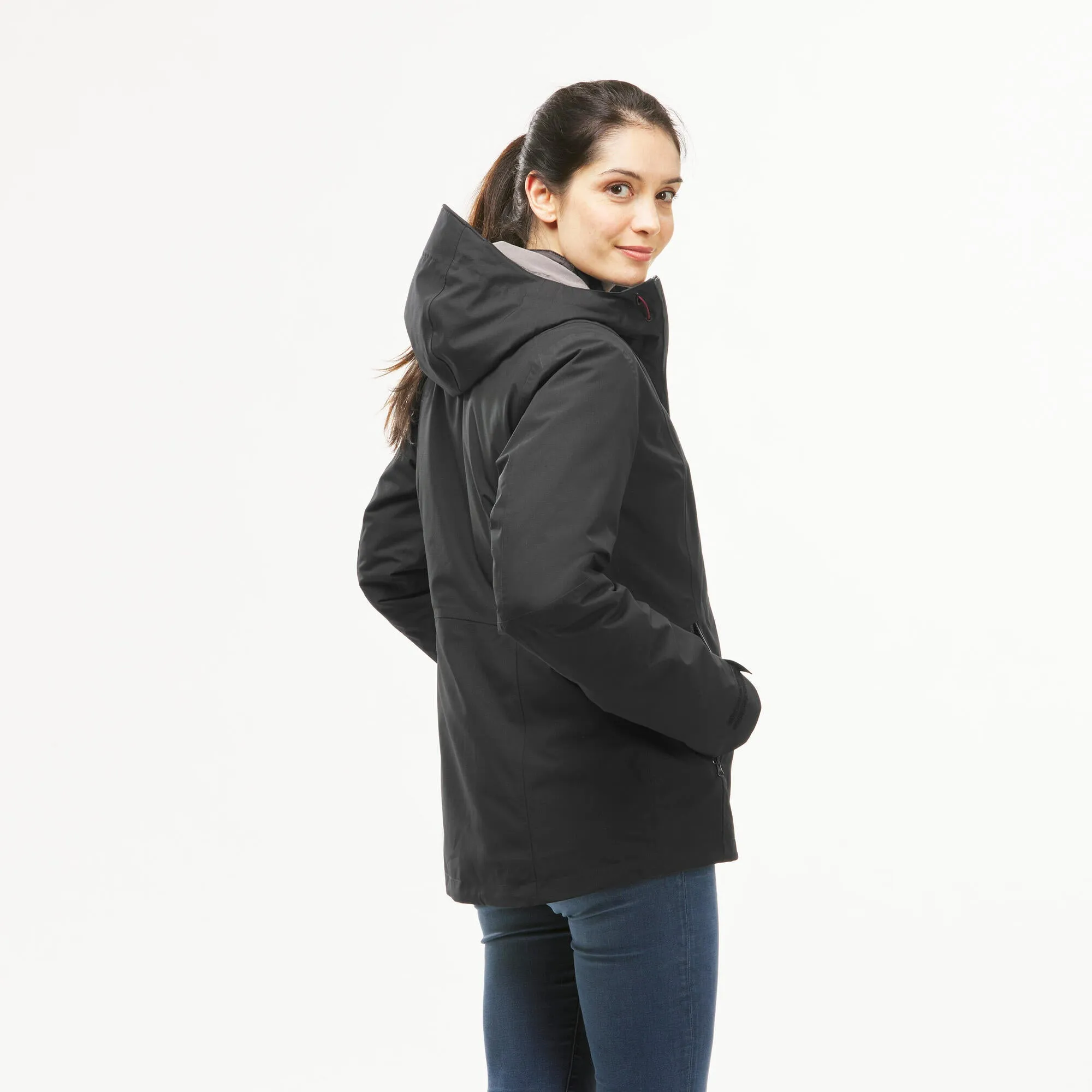 Forclaz Women's Travel Backpacking Waterproof 3-in-1 Jacket Travel 500 17.6??F