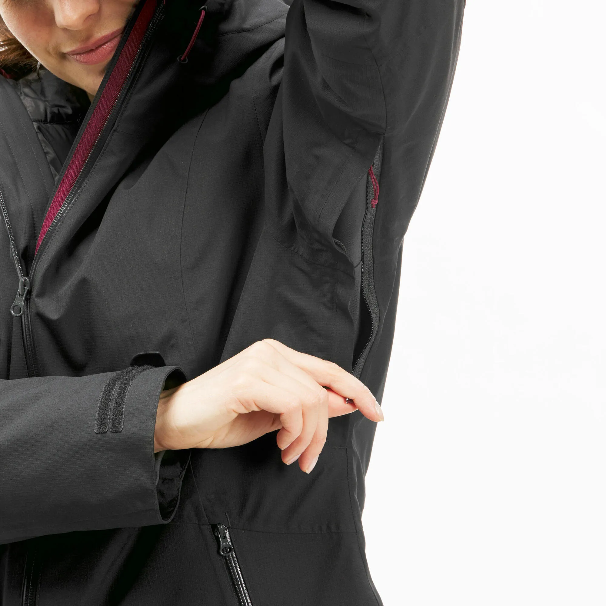 Forclaz Women's Travel Backpacking Waterproof 3-in-1 Jacket Travel 500 17.6??F