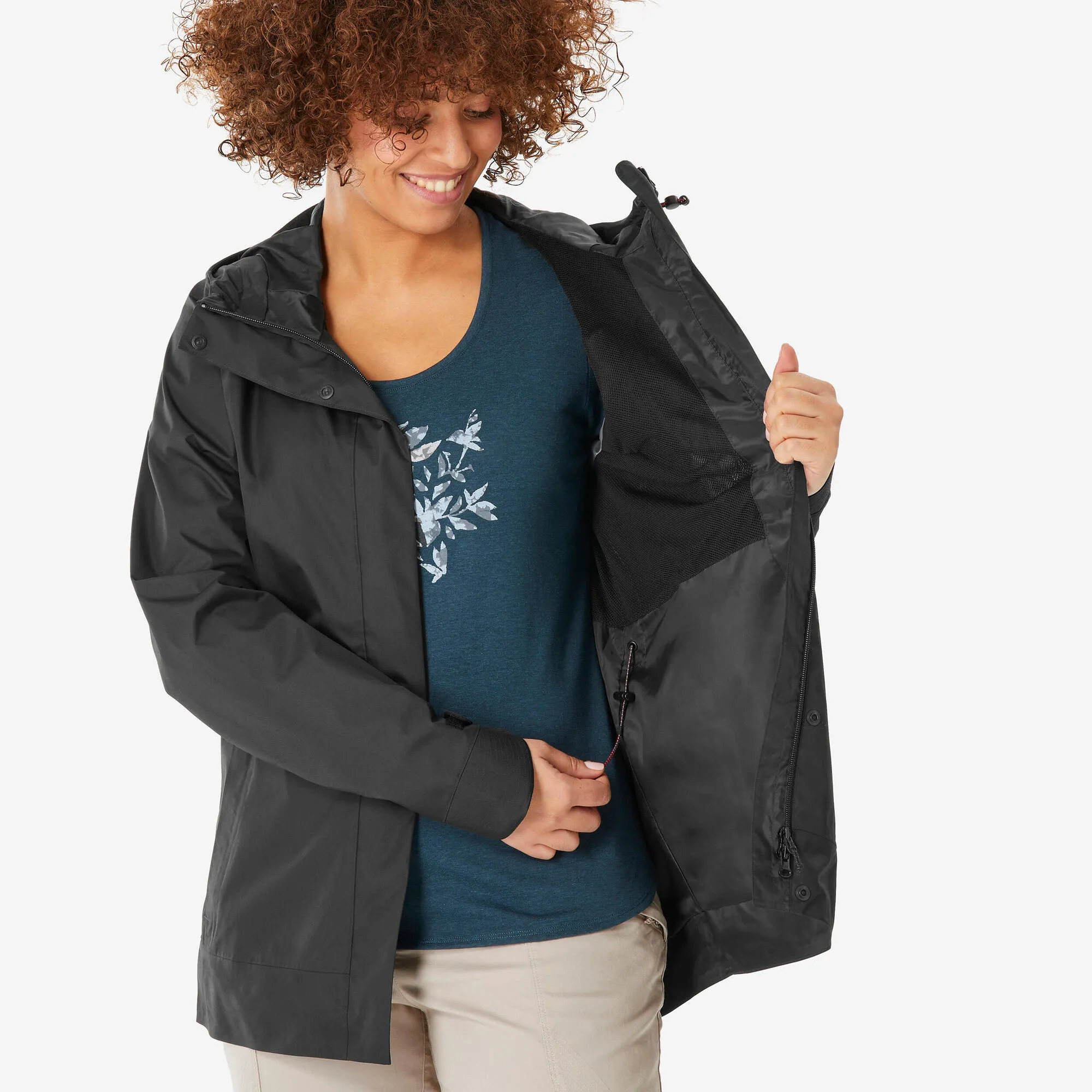 Quechua Women??s NH500 Waterproof Hiking Rain Jacket