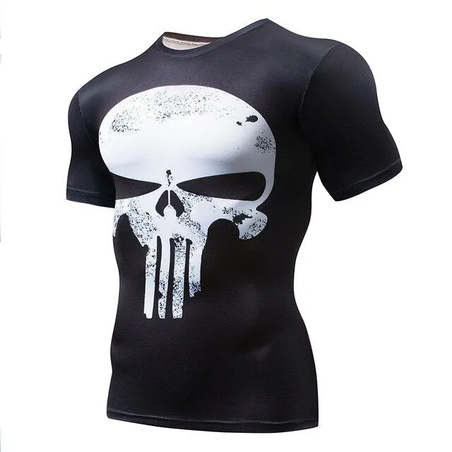 Superman Print Men's Compression Shirt Batman Slim Tights Cycling Base Level Gym Jersey Fitness Sports Underwear Apparel MMA