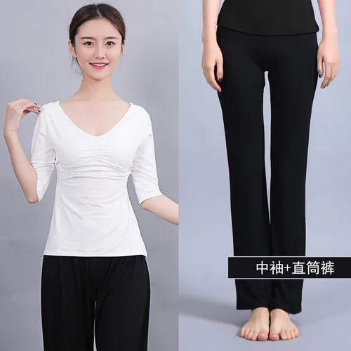 Women Running Jogging Gym Workout Clothing Fitness Training Yoga Sport T-shirt   Pants Suit Dance Racing Apparel Yoga