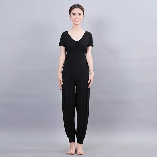 Women Running Jogging Gym Workout Clothing Fitness Training Yoga Sport T-shirt   Pants Suit Dance Racing Apparel Yoga
