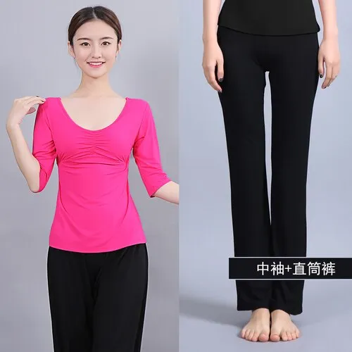 Women Running Jogging Gym Workout Clothing Fitness Training Yoga Sport T-shirt   Pants Suit Dance Racing Apparel Yoga