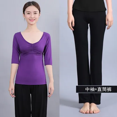 Women Running Jogging Gym Workout Clothing Fitness Training Yoga Sport T-shirt   Pants Suit Dance Racing Apparel Yoga
