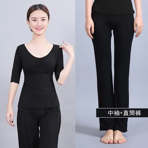 Women Running Jogging Gym Workout Clothing Fitness Training Yoga Sport T-shirt   Pants Suit Dance Racing Apparel Yoga