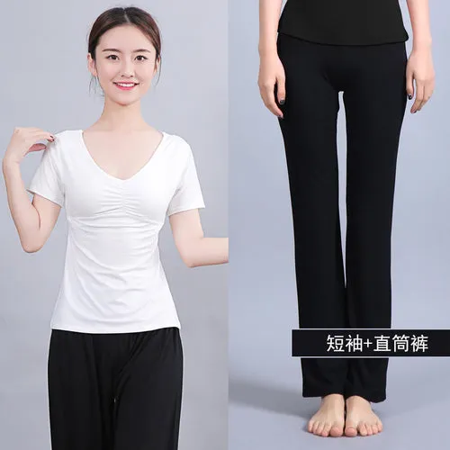 Women Running Jogging Gym Workout Clothing Fitness Training Yoga Sport T-shirt   Pants Suit Dance Racing Apparel Yoga