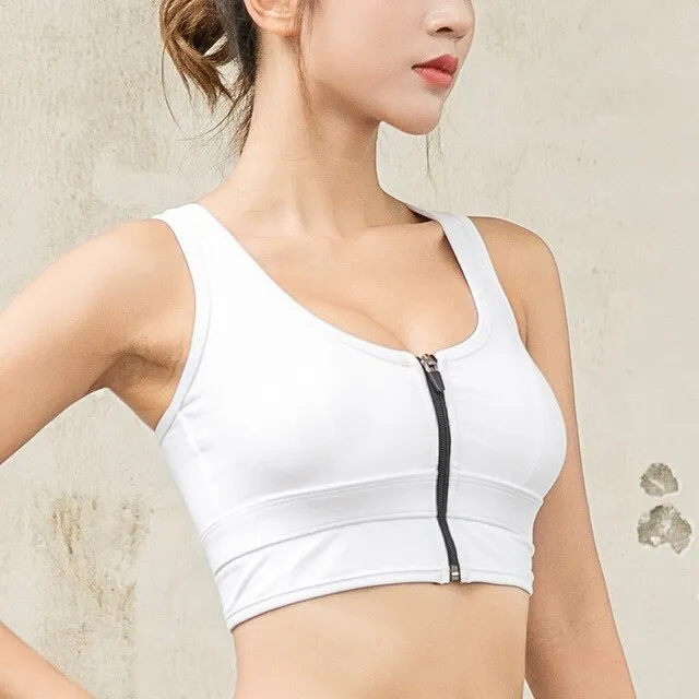 Women Sport Bh Zipper Sports Bra Top Fitness Apparel Women's Active Wear For Yoga Gym Bras Cross Brassiere Woman Female Tops