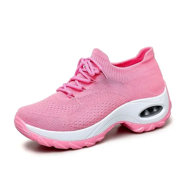 Women Tennis Shoes 2019 New Tenis Feminino Breathable Lace-up Mesh Gym Sports Shoes Comfortable Trainers Sneakers Spring Autumn