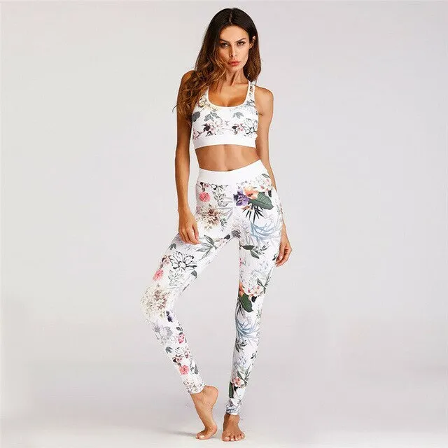 Women's Apparel Sports Gym Yoga Workout Activewear 2 Pieces Top Leggings Set UK
