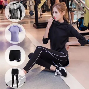 Women's Yoga Fitness Gym Sports Apparel 4pcs/lot Set Running Jogging T-shirt   Pants Bra Shorts Leggings Tights Yoga Sport Suits
