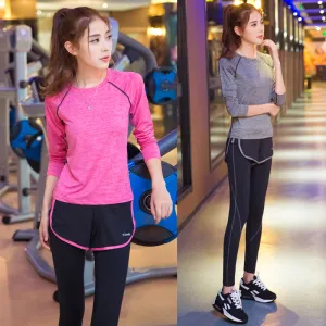 Women's Yoga Fitness Gym Sports Apparel Firm Sets Running Jogging T-shirt   Pants Leggings Tights Yoga Workout Sport Suits
