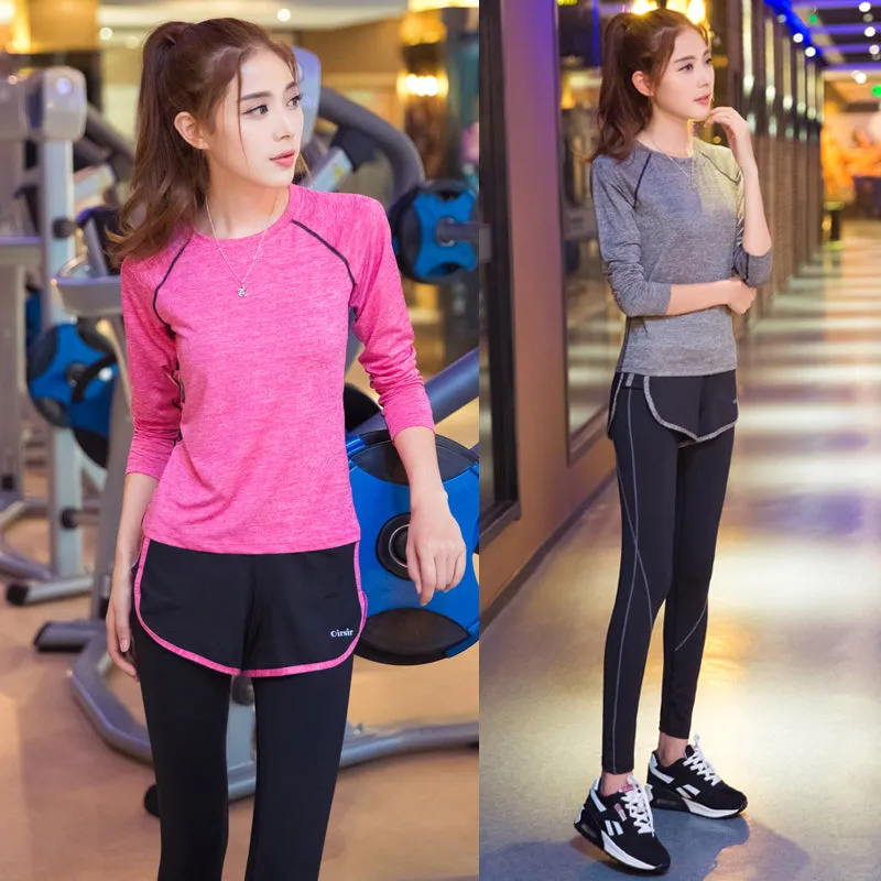 Women's Yoga Fitness Gym Sports Apparel Firm Sets Running Jogging T-shirt   Pants Leggings Tights Yoga Workout Sport Suits
