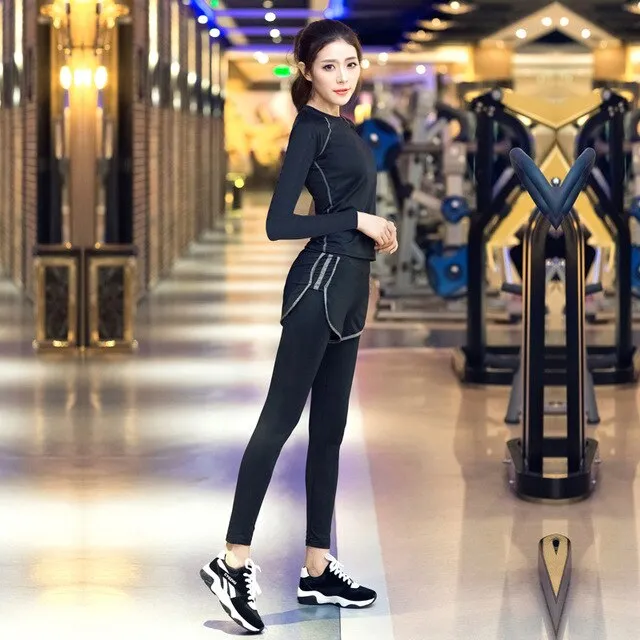 Women's Yoga Fitness Gym Sports Apparel Firm Sets Running Jogging T-shirt   Pants Leggings Tights Yoga Workout Sport Suits